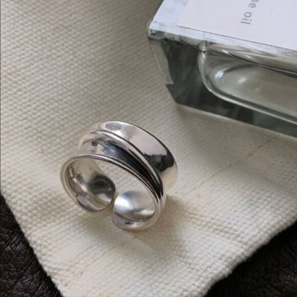 #38 NEW Open 925 Sterling Silver Wide Band Ring - Picture 4 of 9